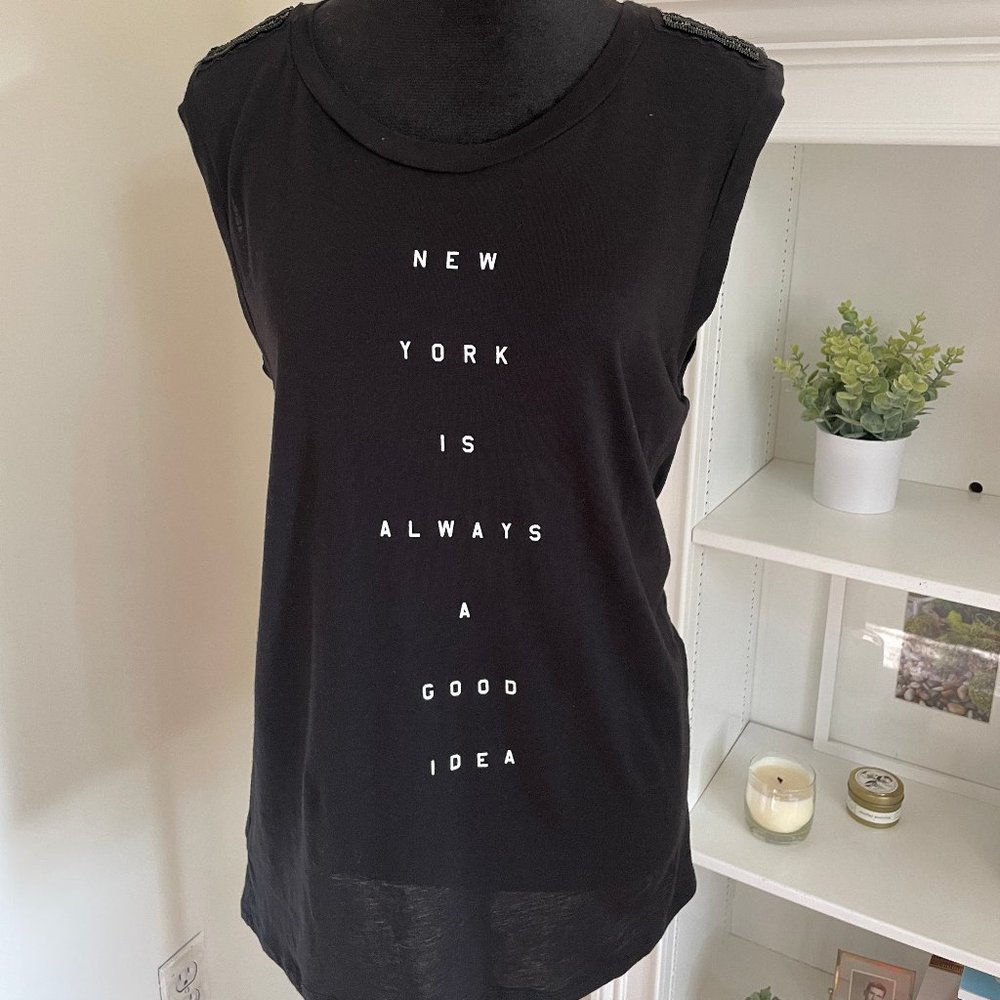 RACHEL Rachel Roy Womens Graphic Sleeveless Tee, Size L, NWT